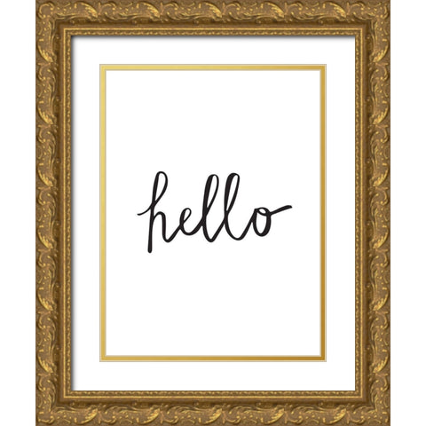 Hello Poster Gold Ornate Wood Framed Art Print with Double Matting by Urban Road