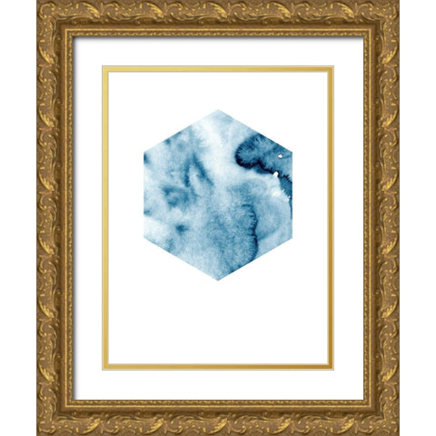 Hex Blue Poster Gold Ornate Wood Framed Art Print with Double Matting by Urban Road