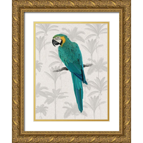 Tropical Macaw Poster Gold Ornate Wood Framed Art Print with Double Matting by Urban Road