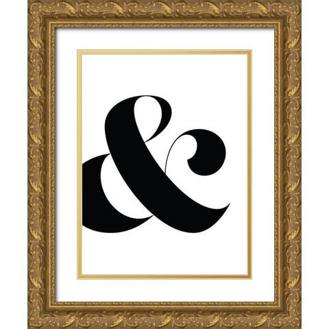 Ampersand Poster Gold Ornate Wood Framed Art Print with Double Matting by Urban Road