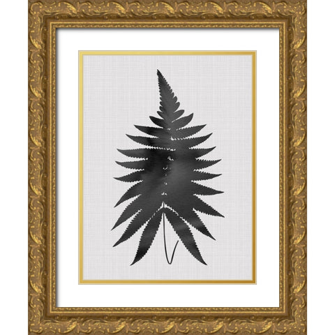 Fern Black Poster Gold Ornate Wood Framed Art Print with Double Matting by Urban Road