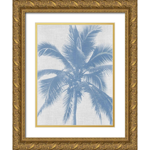 Denim Palms II Poster Gold Ornate Wood Framed Art Print with Double Matting by Urban Road