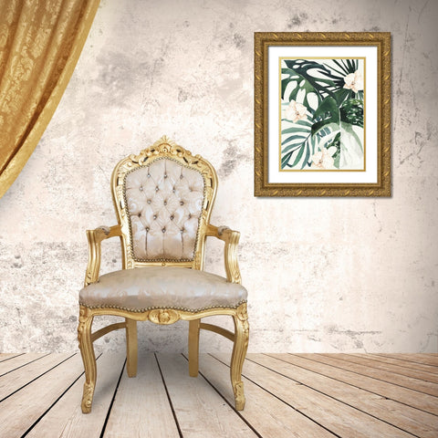 Tropical Leaves Green II Poster Gold Ornate Wood Framed Art Print with Double Matting by Urban Road