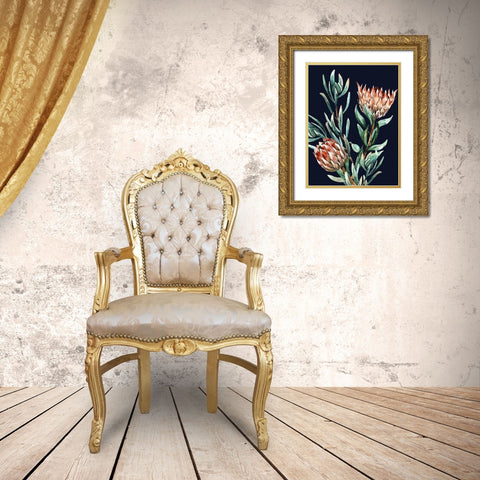 Dark Proteas II Poster Gold Ornate Wood Framed Art Print with Double Matting by Urban Road