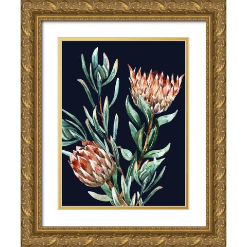 Dark Proteas II Poster Gold Ornate Wood Framed Art Print with Double Matting by Urban Road