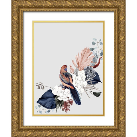 Blushing Rosella Poster Gold Ornate Wood Framed Art Print with Double Matting by Urban Road