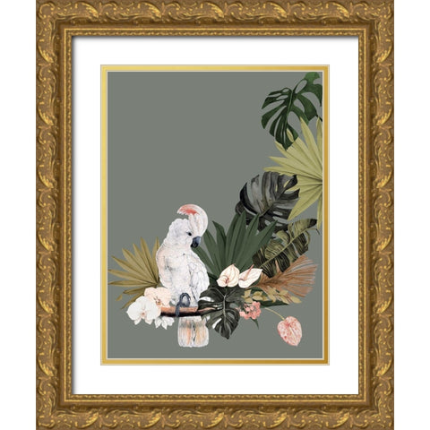 Cockatoo Fanfare Poster Gold Ornate Wood Framed Art Print with Double Matting by Urban Road