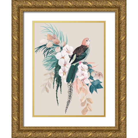 Jade Rosella Poster Gold Ornate Wood Framed Art Print with Double Matting by Urban Road