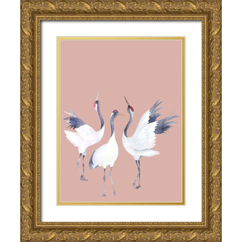 Cranes Poster Gold Ornate Wood Framed Art Print with Double Matting by Urban Road