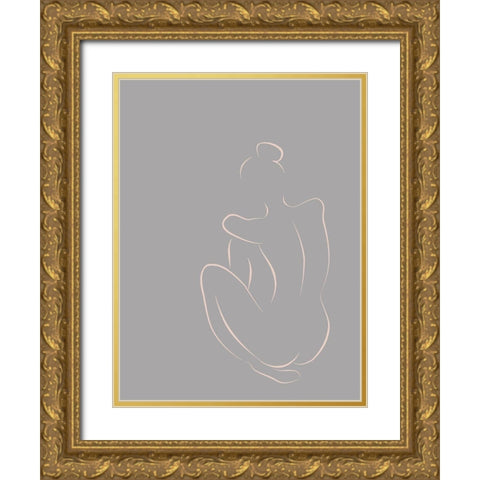 Figure I Grey Poster Gold Ornate Wood Framed Art Print with Double Matting by Urban Road