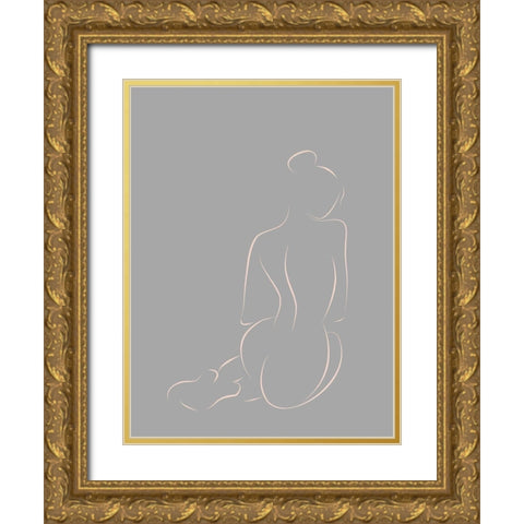 Figure II Grey Poster Gold Ornate Wood Framed Art Print with Double Matting by Urban Road