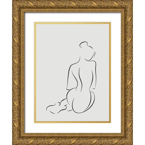 Figure II White Poster Gold Ornate Wood Framed Art Print with Double Matting by Urban Road