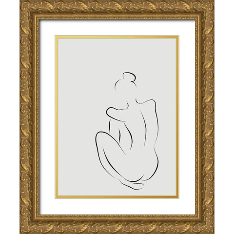 Figure I White Poster Gold Ornate Wood Framed Art Print with Double Matting by Urban Road