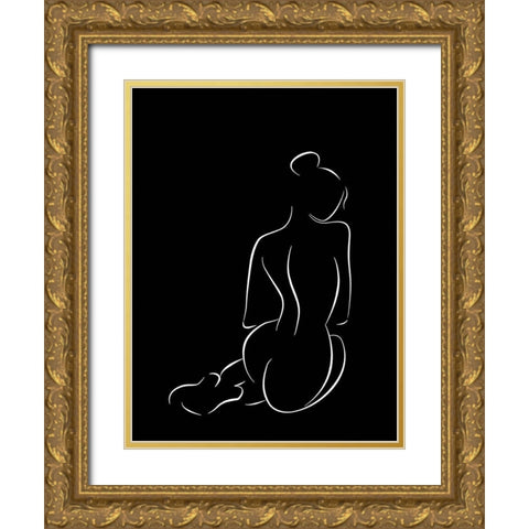 Figure II Black Poster Gold Ornate Wood Framed Art Print with Double Matting by Urban Road