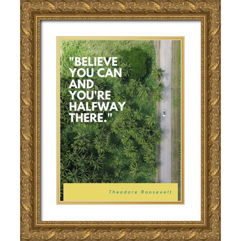 Theodore Roosevelt Quote: Believe You Can Gold Ornate Wood Framed Art Print with Double Matting by ArtsyQuotes