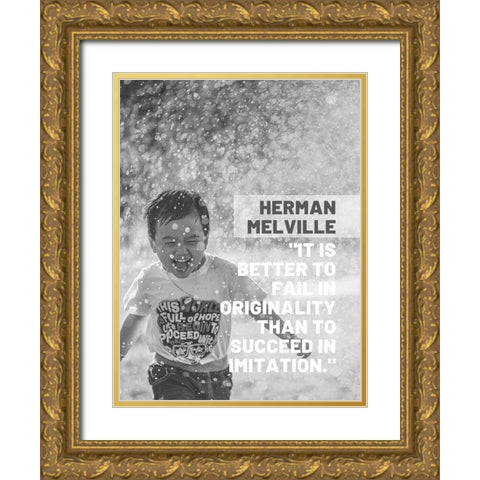 Herman Melville Quote: Succeed in Imitation Gold Ornate Wood Framed Art Print with Double Matting by ArtsyQuotes