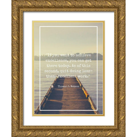 Thomas J. Watson Quote: Achieve Excellence Gold Ornate Wood Framed Art Print with Double Matting by ArtsyQuotes