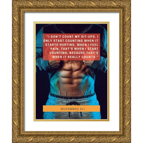 Muhammad Ali Quote: When I Feel Pain Gold Ornate Wood Framed Art Print with Double Matting by ArtsyQuotes