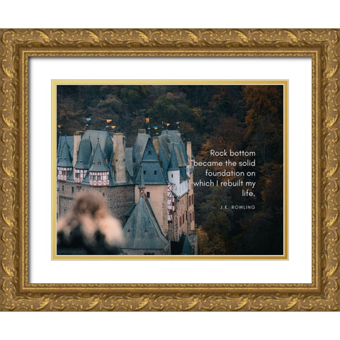 J.K. Rowling Quote: Rock Bottom Gold Ornate Wood Framed Art Print with Double Matting by ArtsyQuotes