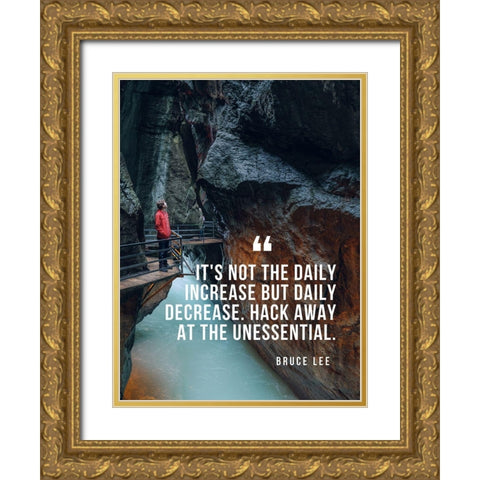 Bruce Lee Quote: Hack Away Gold Ornate Wood Framed Art Print with Double Matting by ArtsyQuotes