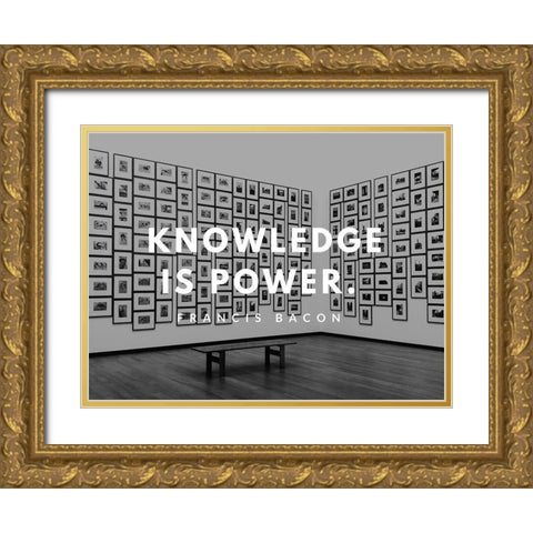 Francis Bacon Quote: Knowledge is Power Gold Ornate Wood Framed Art Print with Double Matting by ArtsyQuotes