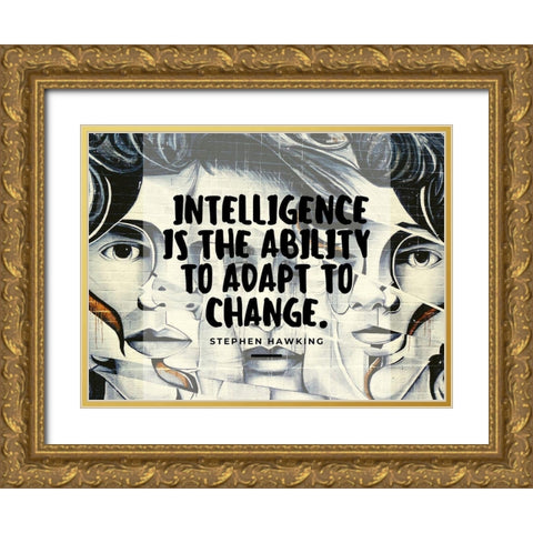 Stephen Hawking Quote: Adapt to Change Gold Ornate Wood Framed Art Print with Double Matting by ArtsyQuotes
