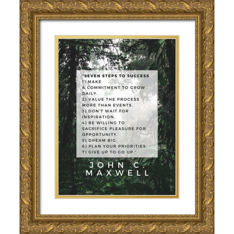 John C. Maxwell Quote: Seven Steps to Success Gold Ornate Wood Framed Art Print with Double Matting by ArtsyQuotes
