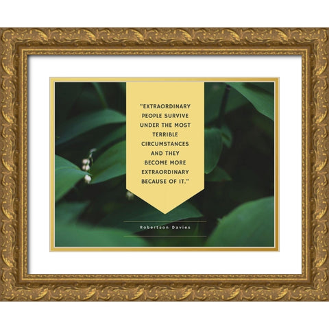Robertson Davies Quote: Extraordinary People Gold Ornate Wood Framed Art Print with Double Matting by ArtsyQuotes