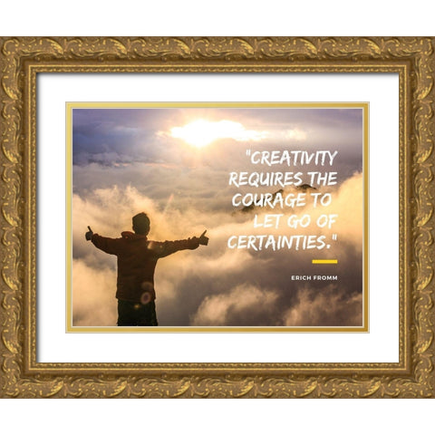 Erich Fromm Quote: Creativity Gold Ornate Wood Framed Art Print with Double Matting by ArtsyQuotes