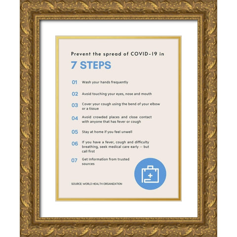 World Health Organization Quote: Prevent the Spread Gold Ornate Wood Framed Art Print with Double Matting by ArtsyQuotes