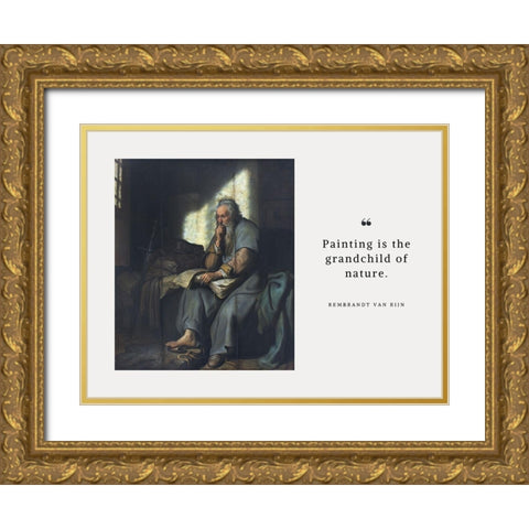 Rembrandt Van Rijn Quote: Related to God Gold Ornate Wood Framed Art Print with Double Matting by ArtsyQuotes