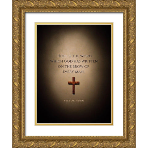 Victor Hugo Quote: Hope Gold Ornate Wood Framed Art Print with Double Matting by ArtsyQuotes