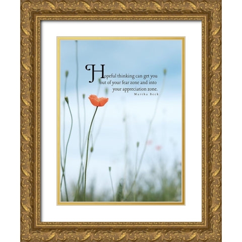 Martha Beck Quote: Hopeful Thinking Gold Ornate Wood Framed Art Print with Double Matting by ArtsyQuotes