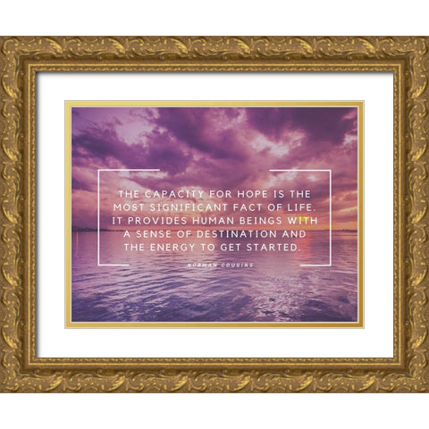 Norman Cousins Quote: Destination Gold Ornate Wood Framed Art Print with Double Matting by ArtsyQuotes