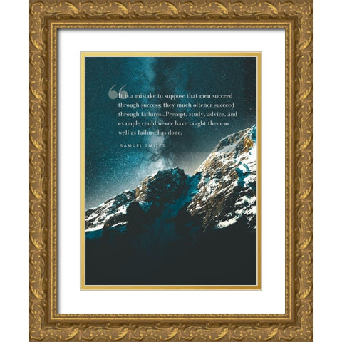 Samuel Smiles Quote: Succeed Through Success Gold Ornate Wood Framed Art Print with Double Matting by ArtsyQuotes