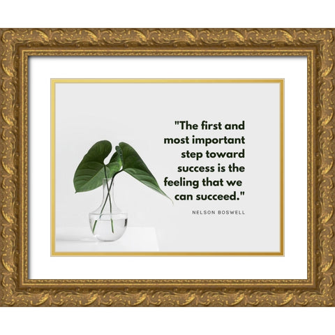 Nelson Boswell Quote: Most Important Step Gold Ornate Wood Framed Art Print with Double Matting by ArtsyQuotes
