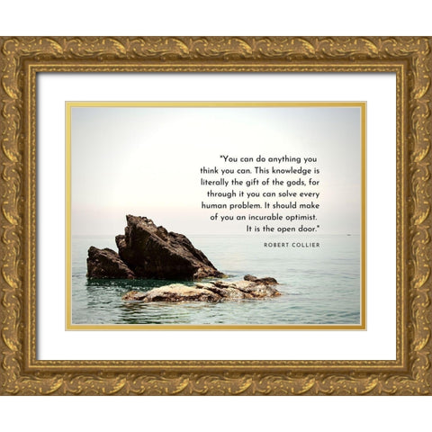 Robert Collier Quote: Gift of the Gods Gold Ornate Wood Framed Art Print with Double Matting by ArtsyQuotes