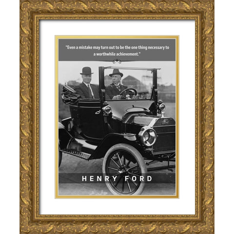 Henry Ford Quote: Worthwhile Achievement Gold Ornate Wood Framed Art Print with Double Matting by ArtsyQuotes