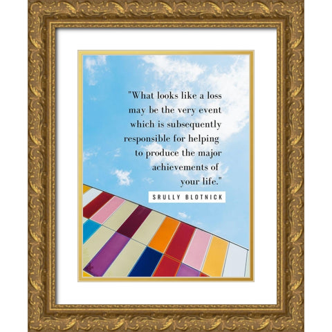 Srully Blotnick Quote: Achievement Gold Ornate Wood Framed Art Print with Double Matting by ArtsyQuotes