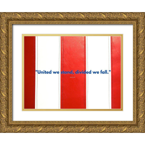 Aesop Quote: United We Stand Gold Ornate Wood Framed Art Print with Double Matting by ArtsyQuotes