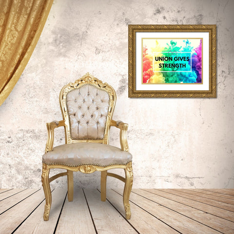 Homer Quote: Union Gives Strength Gold Ornate Wood Framed Art Print with Double Matting by ArtsyQuotes