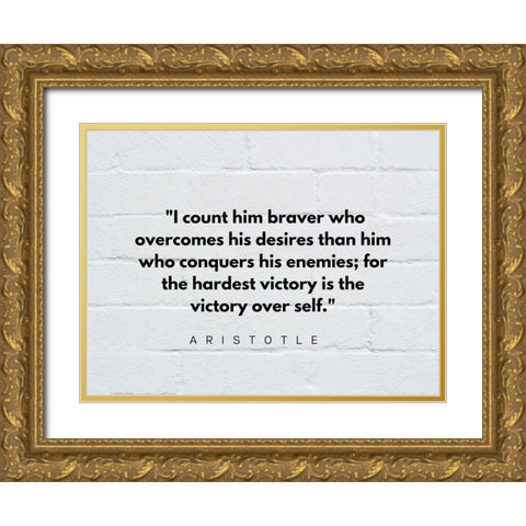 Aristotle Quote: Victory Gold Ornate Wood Framed Art Print with Double Matting by ArtsyQuotes