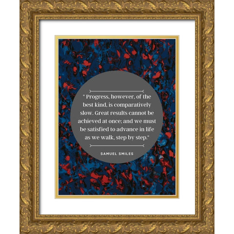 Samuel Smiles Quote: Great Results Gold Ornate Wood Framed Art Print with Double Matting by ArtsyQuotes