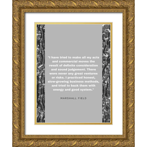 Marshall Field Quote: Sound Judgement Gold Ornate Wood Framed Art Print with Double Matting by ArtsyQuotes