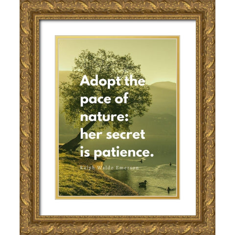 Ralph Waldo Emerson Quote: Adopt the Pace Gold Ornate Wood Framed Art Print with Double Matting by ArtsyQuotes