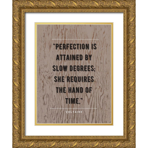 Voltaire Quote: Perfection Gold Ornate Wood Framed Art Print with Double Matting by ArtsyQuotes