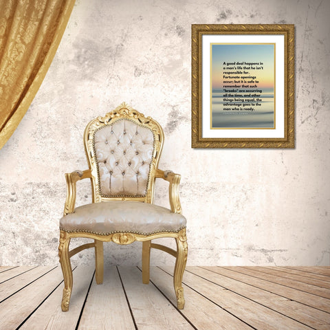 Lawerence Downs Quote: Fortunate Openings Gold Ornate Wood Framed Art Print with Double Matting by ArtsyQuotes