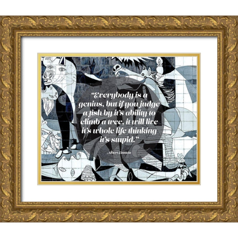 Albert Einstein Quote: Genius (Picasso Guernica) Gold Ornate Wood Framed Art Print with Double Matting by ArtsyQuotes