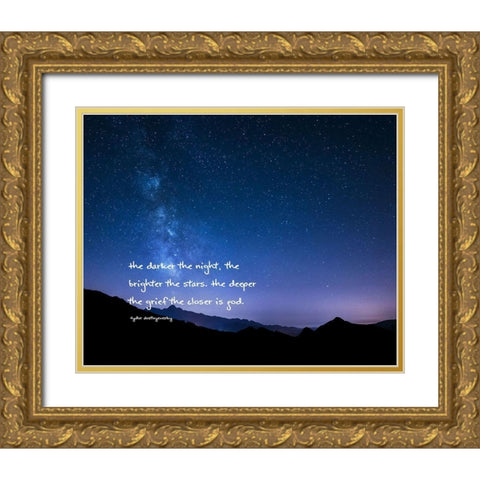 Fydor Dostoyevesky Quote: Darker the Night Gold Ornate Wood Framed Art Print with Double Matting by ArtsyQuotes