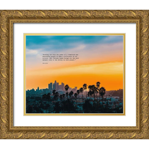 John Lewis Quote: Make a Difference in Our Society Gold Ornate Wood Framed Art Print with Double Matting by ArtsyQuotes